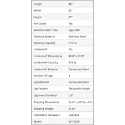 30 in. x 48 in. Stainless Steel Kitchen Utility Table with Adjustable Bottom Shelf by AMGOOD -Basicwise Online Shop stainless steel amgood kitchen prep tables amg wt 3048 1f 1000