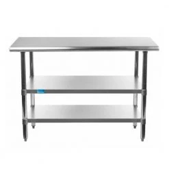30 in. x 48 in. Stainless Steel Kitchen Utility Table with 2 Adjustable Shelves : Metal Prep Table by AMGOOD