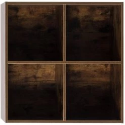 27.5 in. H Walnut Modern Wooden Toy Storage Bookshelf 4 Cube Organizer Square Bookcase by Basicwise -Basicwise Online Shop walnut basicwise kids bookshelves qi004416 wn 44 1000