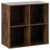 27.5 in. H Walnut Modern Wooden Toy Storage Bookshelf 4 Cube Organizer Square Bookcase by Basicwise