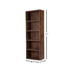 Bombay 71 in. Walnut 10-Shelf Standard Bookcase by SAINT BIRCH -Basicwise Online Shop walnut saint birch bookcases bookshelves sbbx3100bkwn 1f 1000