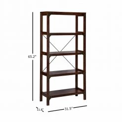 Hanson 65.2 in. Walnut 4-Shelf Standard Bookcase by SAINT BIRCH 10 Hanson 65.2 in. Walnut 4-Shelf Standard Bookcase by SAINT BIRCH -Basicwise Online Shop walnut saint birch bookcases bookshelves sblg3005bkwn 1f 1000