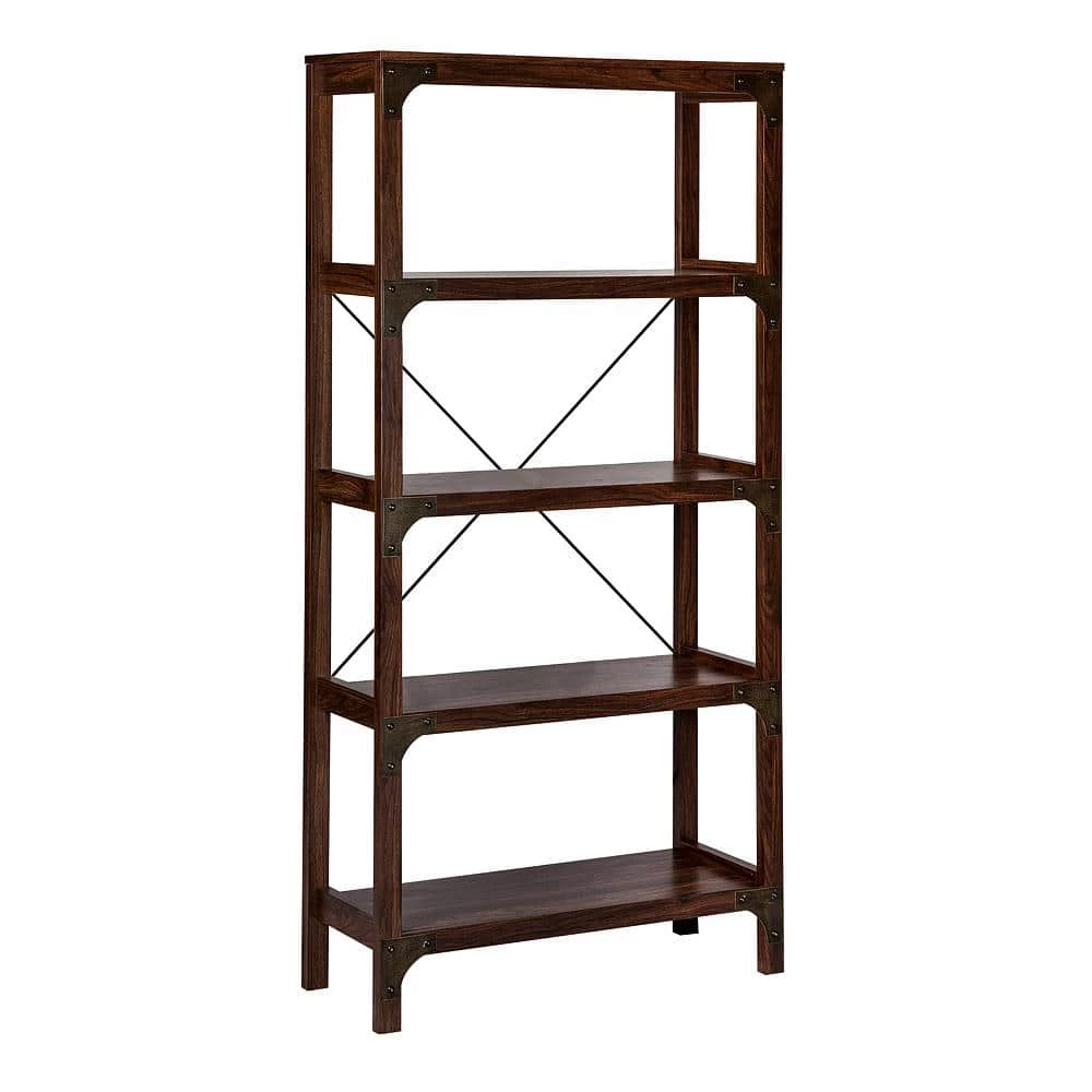 Hanson 65.2 in. Walnut 4-Shelf Standard Bookcase by SAINT BIRCH 1 Hanson 65.2 in. Walnut 4-Shelf Standard Bookcase by SAINT BIRCH