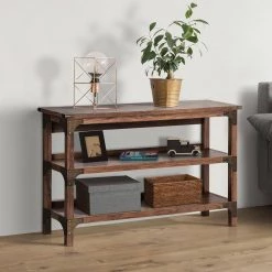 Hanson 47 in. Rectangle Walnut Wood Console Table with Wood Frame by SAINT BIRCH -Basicwise Online Shop walnut saint birch console tables sblg8205cswn 31 1000