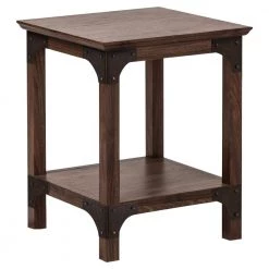 Hanson 19 in. Walnut Square Wood End Table by SAINT BIRCH