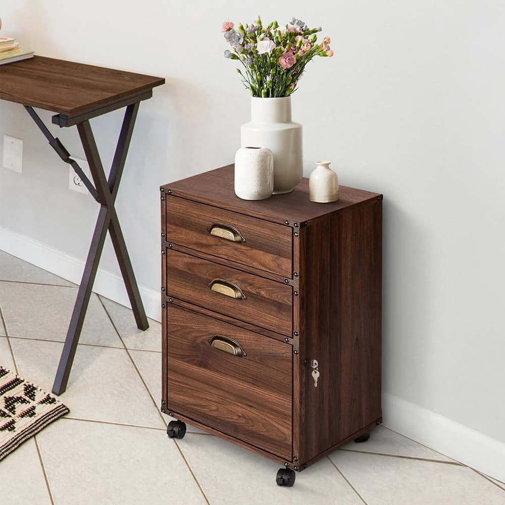 Hanson Walnut 3-Drawer Mobile File Cabinet by SAINT BIRCH 7 Hanson Walnut 3-Drawer Mobile File Cabinet by SAINT BIRCH - Image 7