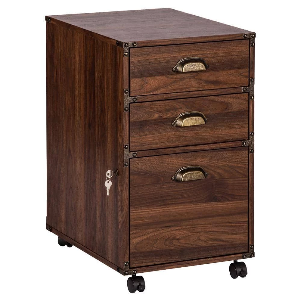 Hanson Walnut 3-Drawer Mobile File Cabinet by SAINT BIRCH 1 Hanson Walnut 3-Drawer Mobile File Cabinet by SAINT BIRCH