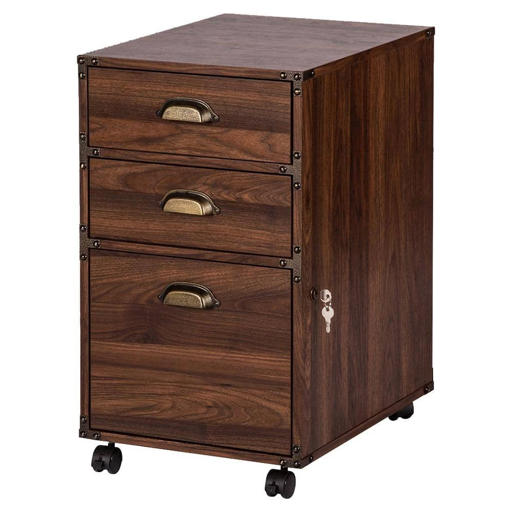 Hanson Walnut 3-Drawer Mobile File Cabinet by SAINT BIRCH 2 Hanson Walnut 3-Drawer Mobile File Cabinet by SAINT BIRCH - Image 2