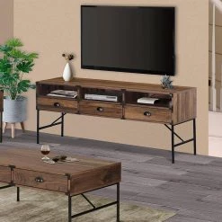 Brunei 59 in. Walnut TV Stand 3-Drawer Fits TV up to 59 in. by SAINT BIRCH -Basicwise Online Shop walnut saint birch tv stands sbbx7300tvwn 31 1000