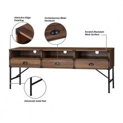 Brunei 59 in. Walnut TV Stand 3-Drawer Fits TV up to 59 in. by SAINT BIRCH -Basicwise Online Shop walnut saint birch tv stands sbbx7300tvwn 44 1000