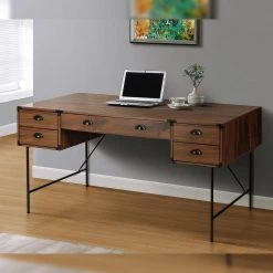 Bombay 59 in. Walnut Writing Desk by SAINT BIRCH -Basicwise Online Shop walnut saint birch writing desks sbbx1700wdwn 31 1000