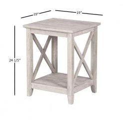 Honduras 19 in. Washed Gray Square Wood End Table by SAINT BIRCH -Basicwise Online Shop washed gray saint birch end side tables sbhn8109etwg 1f 1000