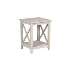 Honduras 19 in. Washed Gray Square Wood End Table by SAINT BIRCH