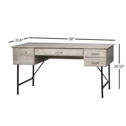 Elma 64.6 in. Rectangular Washed Gray Particle Board 4-Drawers Writing Desk by SAINT BIRCH -Basicwise Online Shop washed gray saint birch writing desks sbel1009wdwg 1f 1000