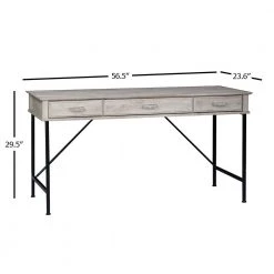 Elma 52 in. Rectangular Washed Gray Particle Board 3-Drawers Writing Desk by SAINT BIRCH -Basicwise Online Shop washed gray saint birch writing desks sbel1109wdwg 44 1000