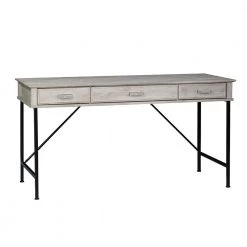 Elma 52 in. Rectangular Washed Gray Particle Board 3-Drawers Writing Desk by SAINT BIRCH