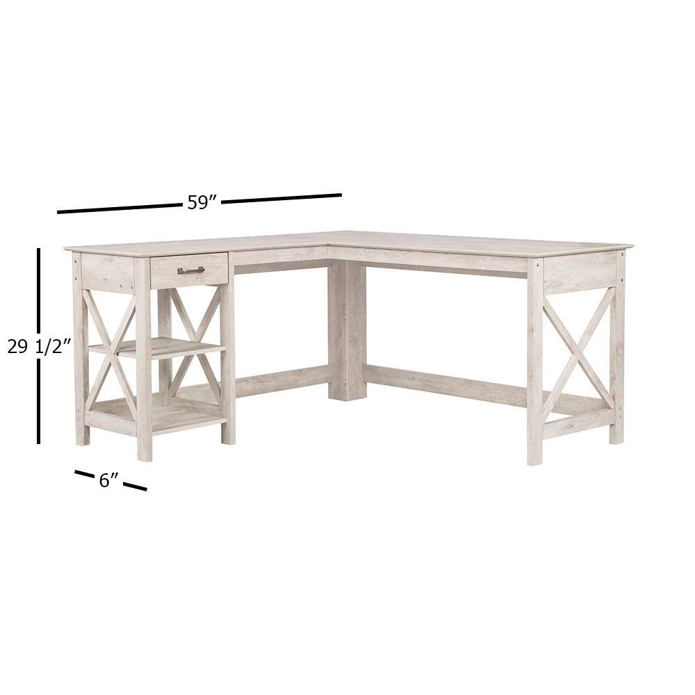 Honduras 59.06 in. Washed Gray Wood Writing Desks by SAINT BIRCH 5 Honduras 59.06 in. Washed Gray Wood Writing Desks by SAINT BIRCH - Image 5