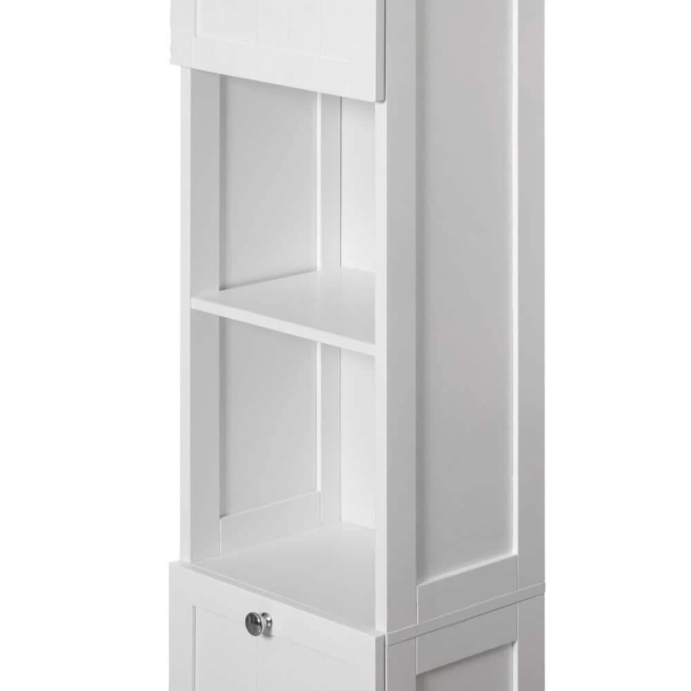 White Tall Standing Bathroom Linen Tower Storage Cabinet for Bathroom and Vanity by Basicwise 3 White Tall Standing Bathroom Linen Tower Storage Cabinet for Bathroom and Vanity by Basicwise - Image 3