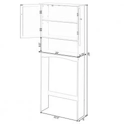 White Over the Toilet Standing Cabinet Organizer for Bathroom with Open Shelf and drawer by Basicwise -Basicwise Online Shop white basicwise accent cabinets qi004022 wt fa 1000