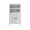 White Bathroom Storage Cabinet with 2-Doors and 2-Open Shelves for Bedroom, Bathroom, and Vanity by Basicwise