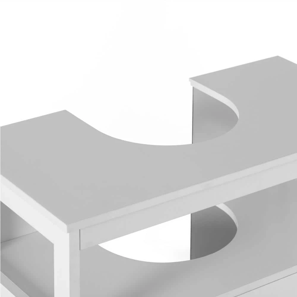 White Vanity Sink Base 2 Door Cabinet Storage U Shape Organizer, Rolling Doors, and Open Shelf by Basicwise 2 White Vanity Sink Base 2 Door Cabinet Storage U Shape Organizer, Rolling Doors, and Open Shelf by Basicwise - Image 2