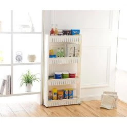 40 in. White Plastic 4-shelf Etagere Bookcase with Adjustable Shelves by Basicwise -Basicwise Online Shop white basicwise bookcases bookshelves qi003220 31 1000