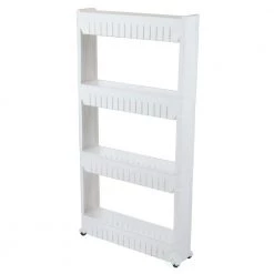40 in. White Plastic 4-shelf Etagere Bookcase with Adjustable Shelves by Basicwise