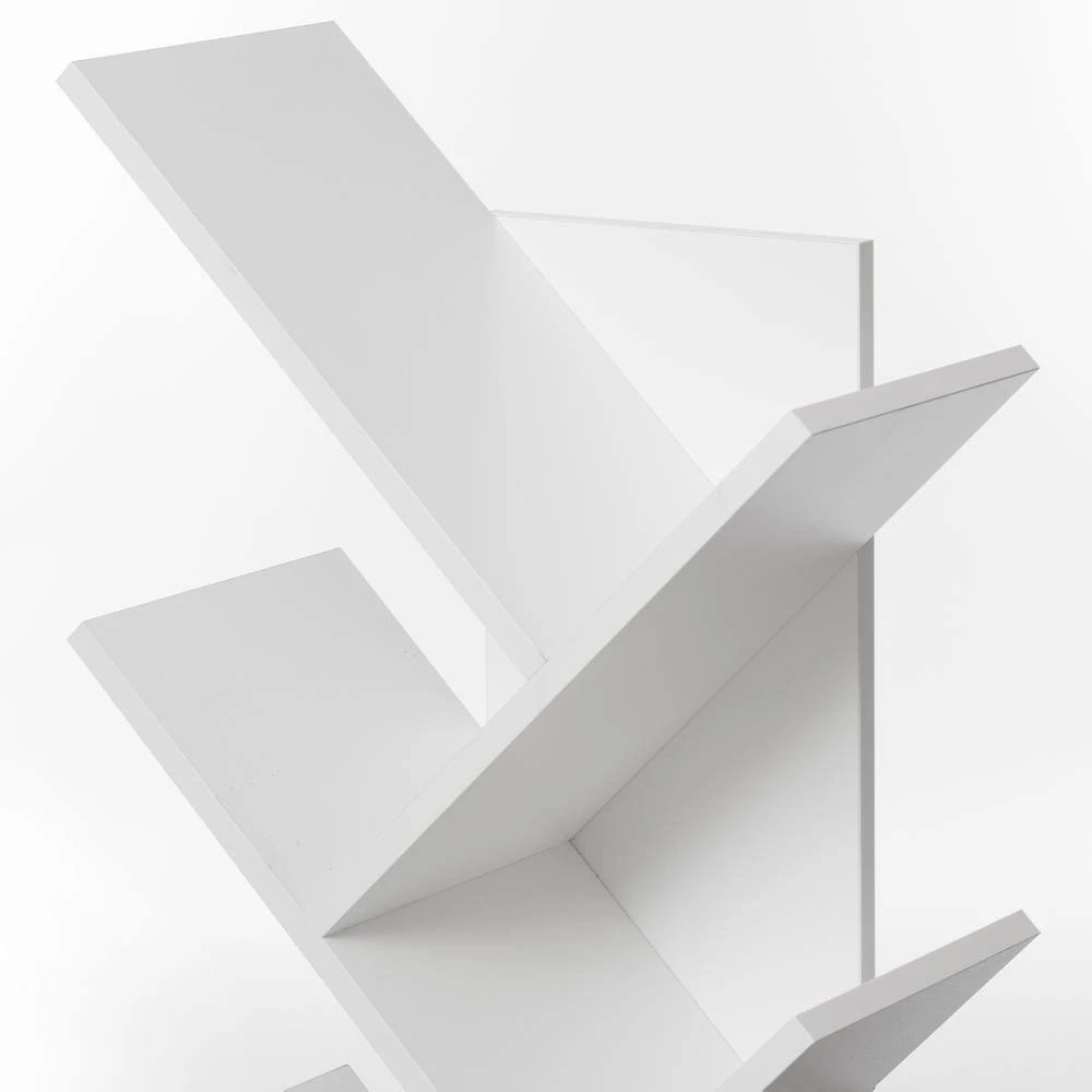 55.5 in. White Wood 9-Shelf Etagere Bookcase with Storage by Basicwise 4 55.5 in. White Wood 9-Shelf Etagere Bookcase with Storage by Basicwise - Image 4