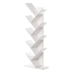 55.5 in. White Wood 9-Shelf Etagere Bookcase with Storage by Basicwise