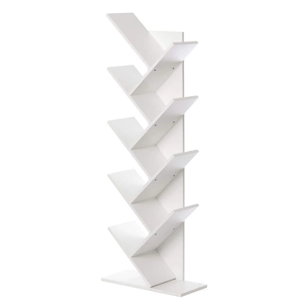 55.5 in. White Wood 9-Shelf Etagere Bookcase with Storage by Basicwise 1 55.5 in. White Wood 9-Shelf Etagere Bookcase with Storage by Basicwise