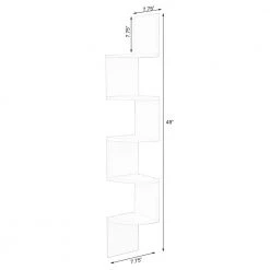 49 in. White Wood 5-shelf Corner Bookcase with Open Storage by Basicwise -Basicwise Online Shop white basicwise bookcases bookshelves qi003554 w fa 1000