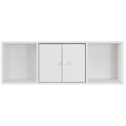 White Wall Mounted Computer Cabinet Floating Hutch by Basicwise -Basicwise Online Shop white basicwise computer desks qi003676w 1f 1000