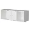 White Wall Mounted Computer Cabinet Floating Hutch by Basicwise