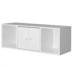White Wall Mounted Computer Cabinet Floating Hutch by Basicwise
