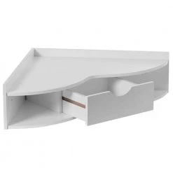 White Corner Desk 33 in. W Heart-Shaped Wall Mounted Office Table with Drawer and 2-Shelves Computer Writing Desk by Basicwise