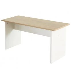 43 in. Rectangle White Wooden Dining Table with 2-Benches, Three-Piece Set, Writing Desk by Basicwise -Basicwise Online Shop white basicwise computer desks qi004267l wt 44 1000