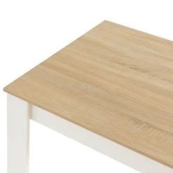 43 in. Rectangle White Wooden Dining Table with 2-Benches, Three-Piece Set, Writing Desk by Basicwise -Basicwise Online Shop white basicwise computer desks qi004267l wt 77 1000