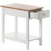 13 in. W White End or Sofa Side Table With Wooden Drawer and Shelf For Entryway, Living Room, and Bedroom by Basicwise