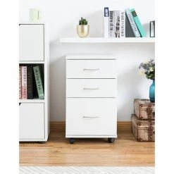 Office White File Cabinet 3 Drawer Chest with Rolling Casters by Basicwise -Basicwise Online Shop white basicwise file cabinets qi003678w 4f 1000