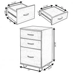 Office White File Cabinet 3 Drawer Chest with Rolling Casters by Basicwise -Basicwise Online Shop white basicwise file cabinets qi003678w fa 1000