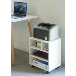 Wooden Office Storage Printer Stand with Wheels, White by Basicwise -Basicwise Online Shop white basicwise file cabinets qi003730 wt 4f 1000