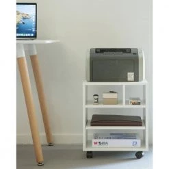 Wooden Office Storage Printer Stand with Wheels, White by Basicwise -Basicwise Online Shop white basicwise file cabinets qi003730 wt c3 1000