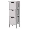 White Wooden Modern FreeStanding Side Storage Tower Cabinet with 3-Drawers by Basicwise