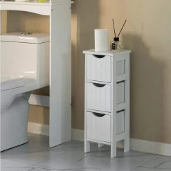 White Wooden Modern FreeStanding Side Storage Tower Cabinet with 3-Drawers by Basicwise 9 White Wooden Modern FreeStanding Side Storage Tower Cabinet with 3-Drawers by Basicwise -Basicwise Online Shop white basicwise file cabinets qi004375 wt c3 1000