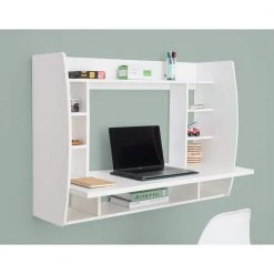 44 in. Rectangular White Floating Desk with Shelves by Basicwise -Basicwise Online Shop white basicwise floating desks qi003557 w c3 1000