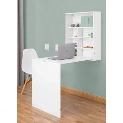24 in. Rectangular White Floating Desk with Built-In Storage by Basicwise -Basicwise Online Shop white basicwise floating desks qi003558 w c3 1000