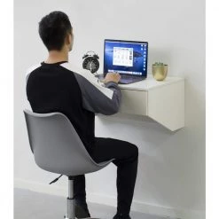 28.5 in. White Wall Mounted Office Computer Desk with Drawer by Basicwise 11 28.5 in. White Wall Mounted Office Computer Desk with Drawer by Basicwise -Basicwise Online Shop white basicwise floating desks qi003902 wt 1f 1000