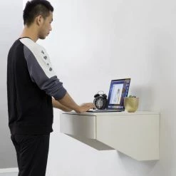 28.5 in. White Wall Mounted Office Computer Desk with Drawer by Basicwise 15 28.5 in. White Wall Mounted Office Computer Desk with Drawer by Basicwise -Basicwise Online Shop white basicwise floating desks qi003902 wt 31 1000