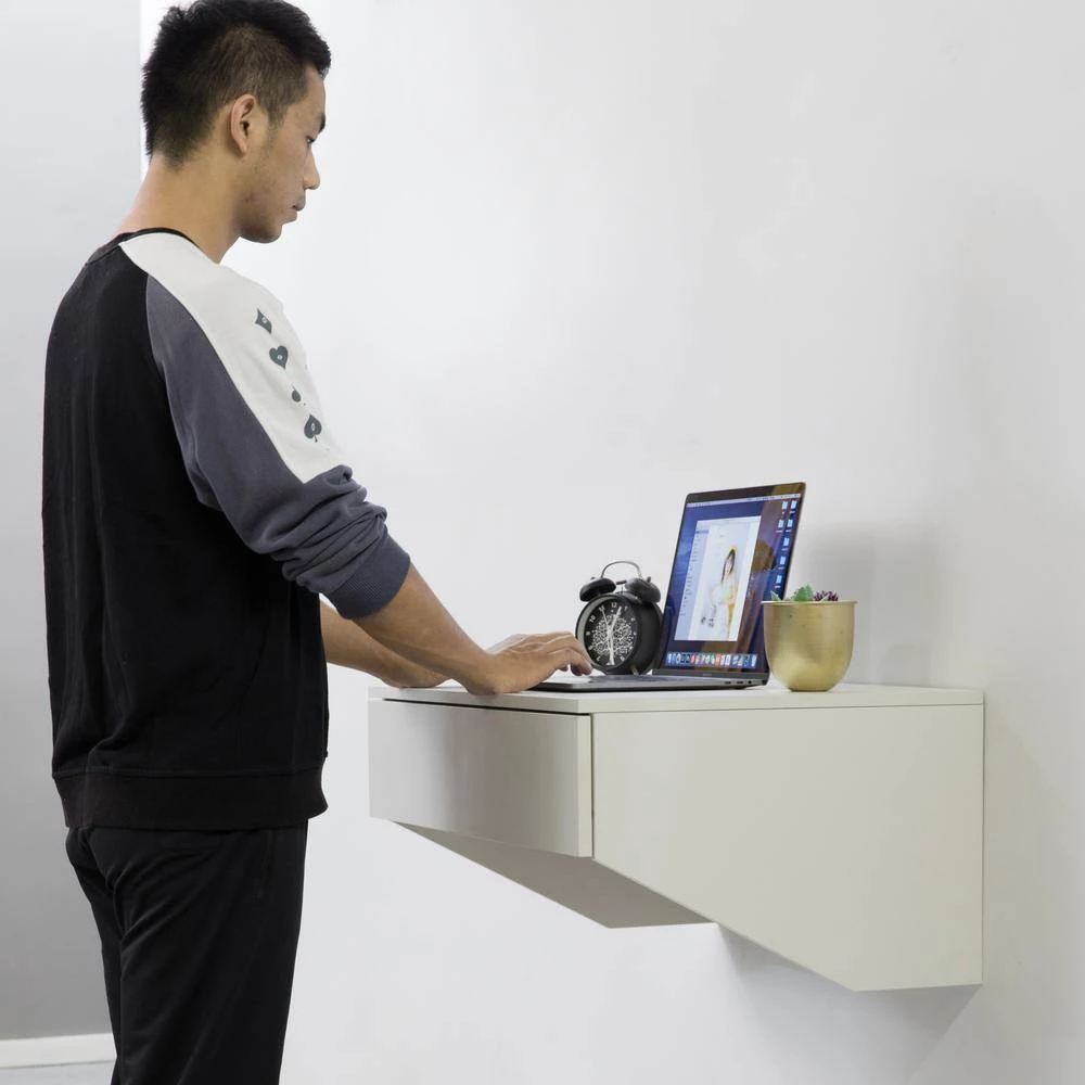 28.5 in. White Wall Mounted Office Computer Desk with Drawer by Basicwise 8 28.5 in. White Wall Mounted Office Computer Desk with Drawer by Basicwise - Image 8