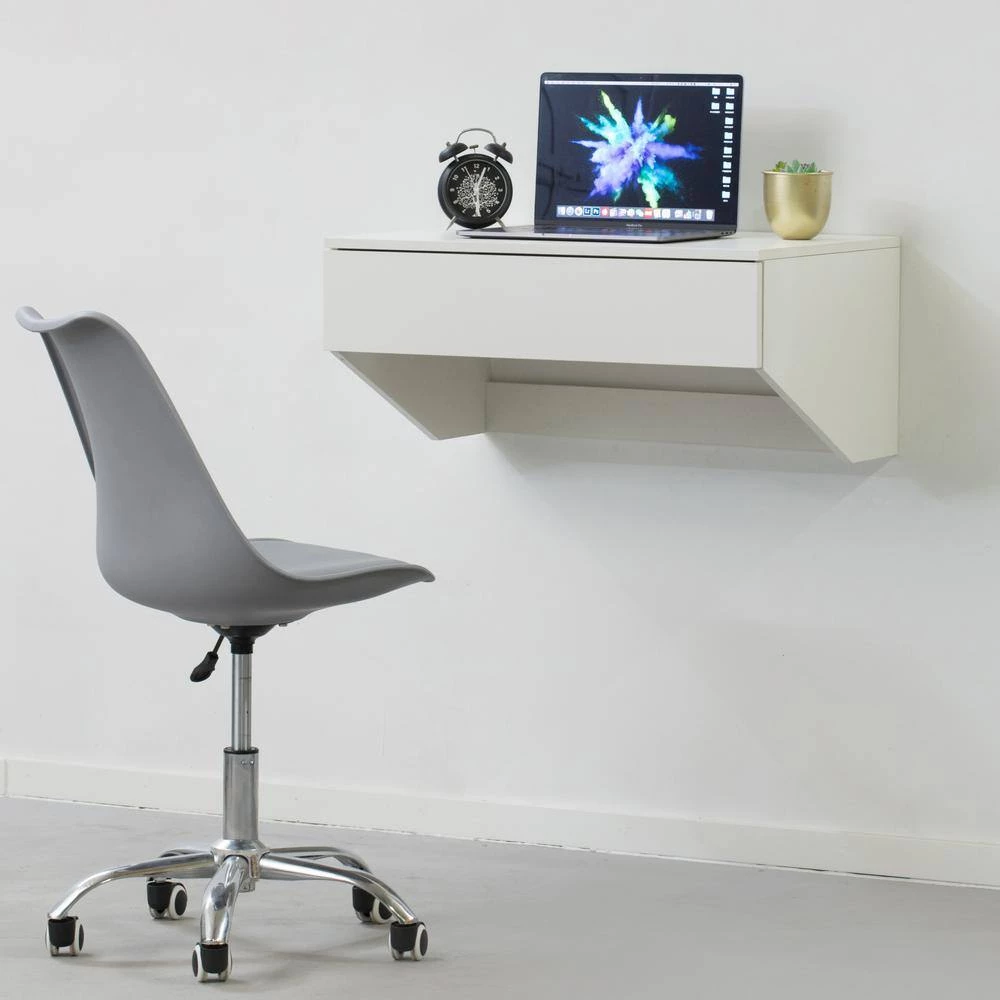28.5 in. White Wall Mounted Office Computer Desk with Drawer by Basicwise 5 28.5 in. White Wall Mounted Office Computer Desk with Drawer by Basicwise - Image 5